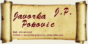 Javorka Popović vizit kartica
